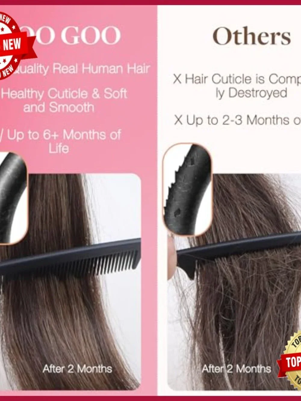 24-Inch Real Human Hair Extensions, 50g I-Tip, Heat-Resistant & Reusable
